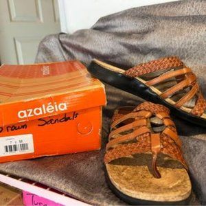 AZALEIA 7.5 brown leather sandal